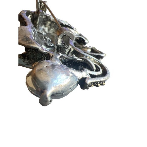 Elephant Brooch Mercasite Look Faux Smoky Quartz Vintage 2 x 1.5 inches Detailed - Picture 9 of 10